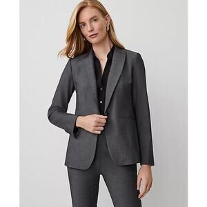 Larry Levine Suit Straight Pant & Blazer Classic Suit Gray Herringbone Sz 6